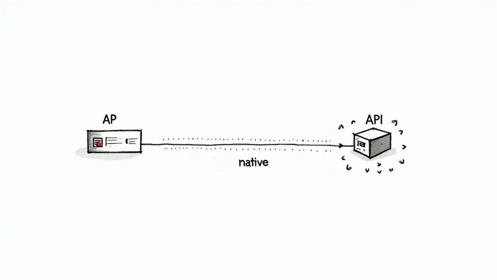 A visual representation of interconnected software systems, with lines and nodes showing how different platforms communicate seamlessly.