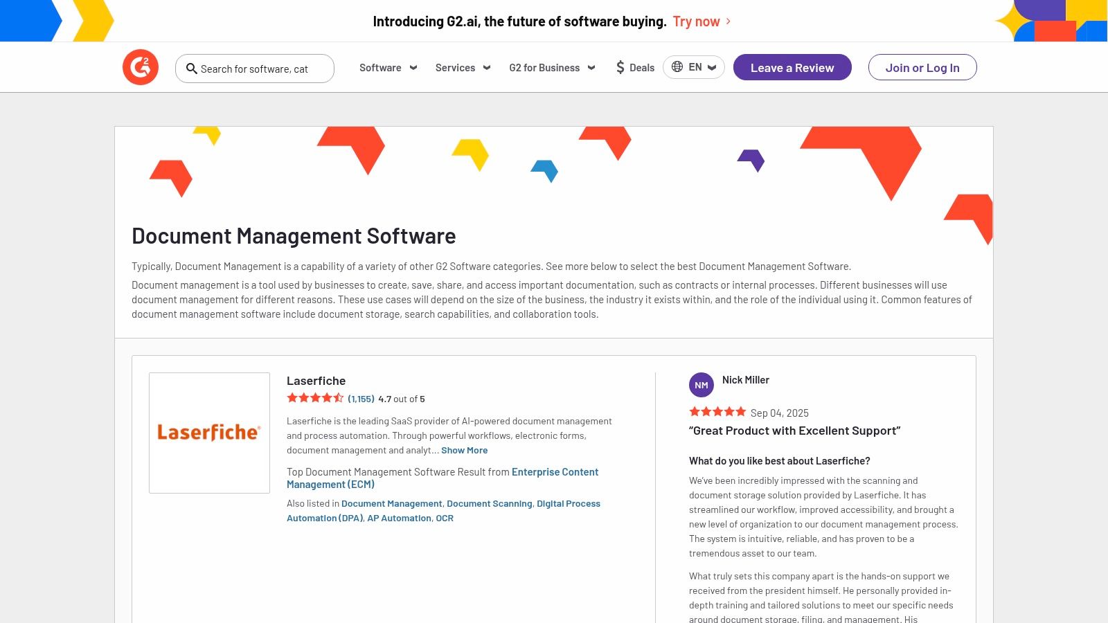 G2 — Document Management Software category
