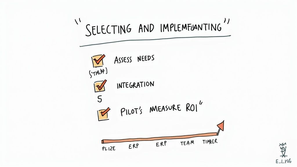 A professional finance team collaborating around a computer screen, reviewing data and planning the implementation of new OCR software.