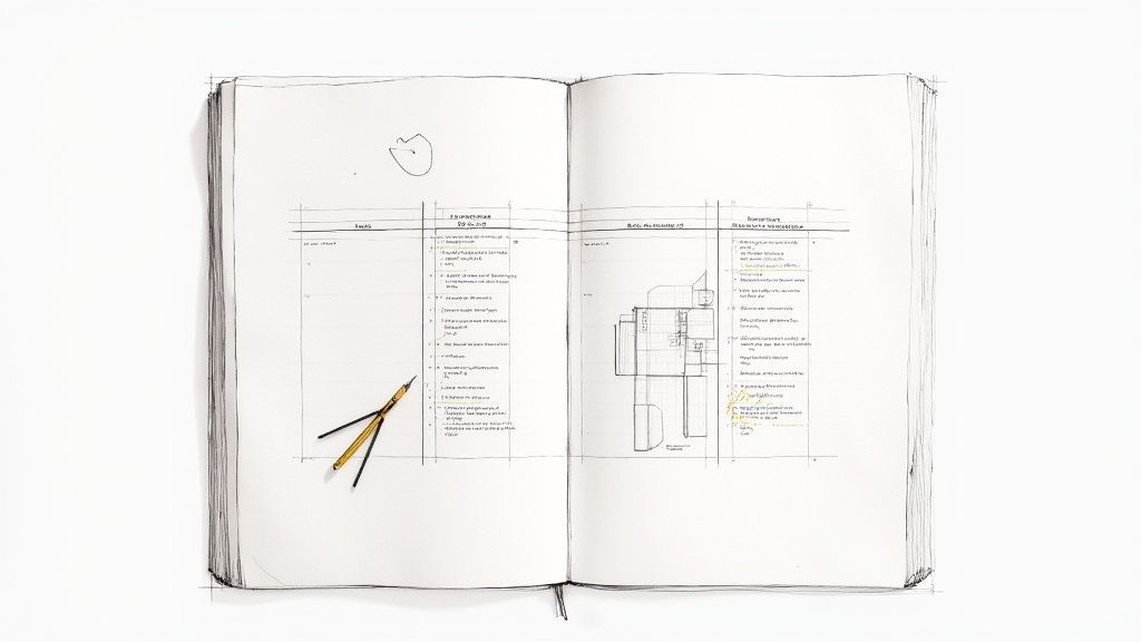 A magnifying glass hovering over a complex table in a scanned document, highlighting messy data fields.