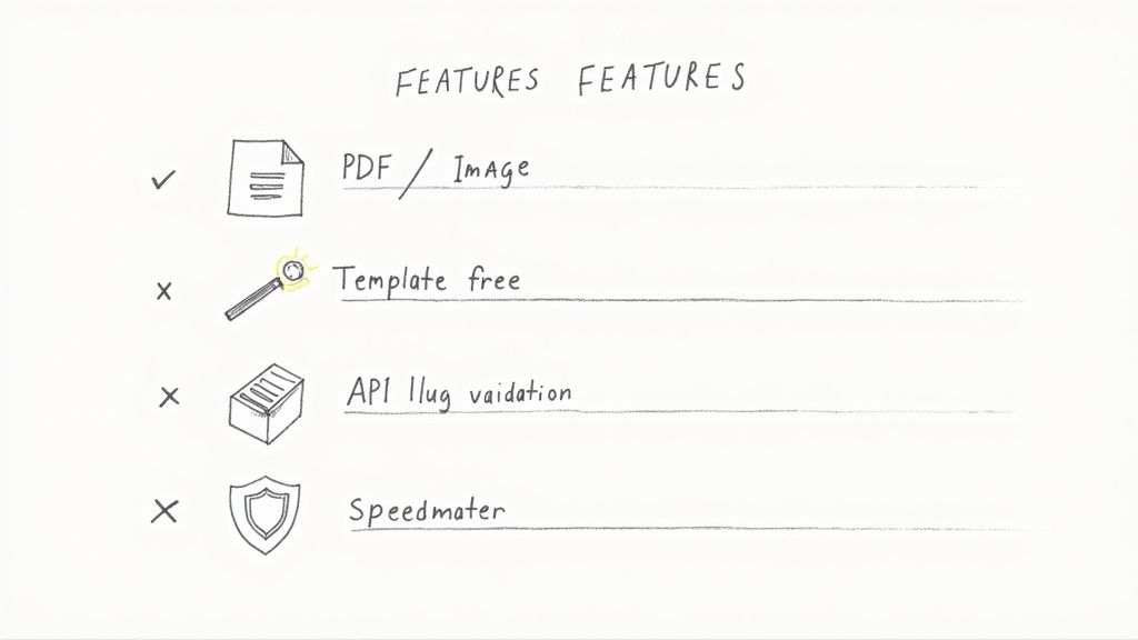 A checklist illustrating the features of a modern extraction tool