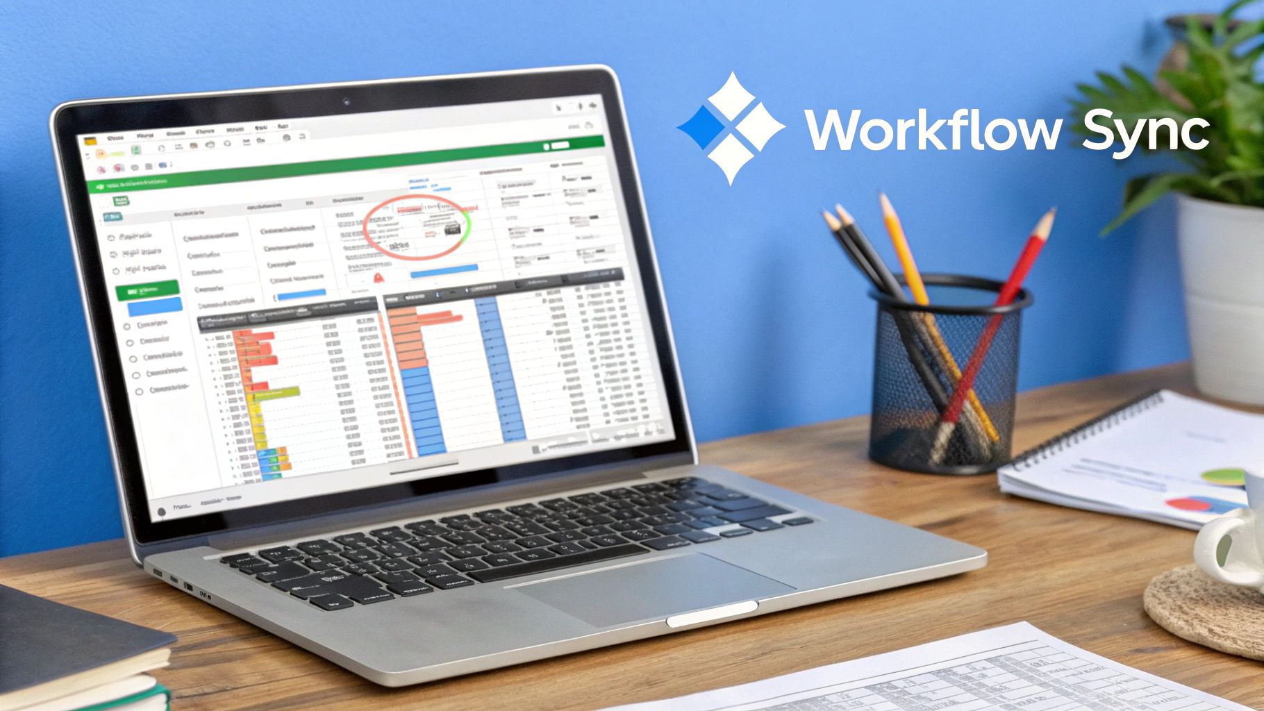 Diagram showing logos of various business tools like accounting software and spreadsheets connected by arrows, centered around the DocParseMagic logo.