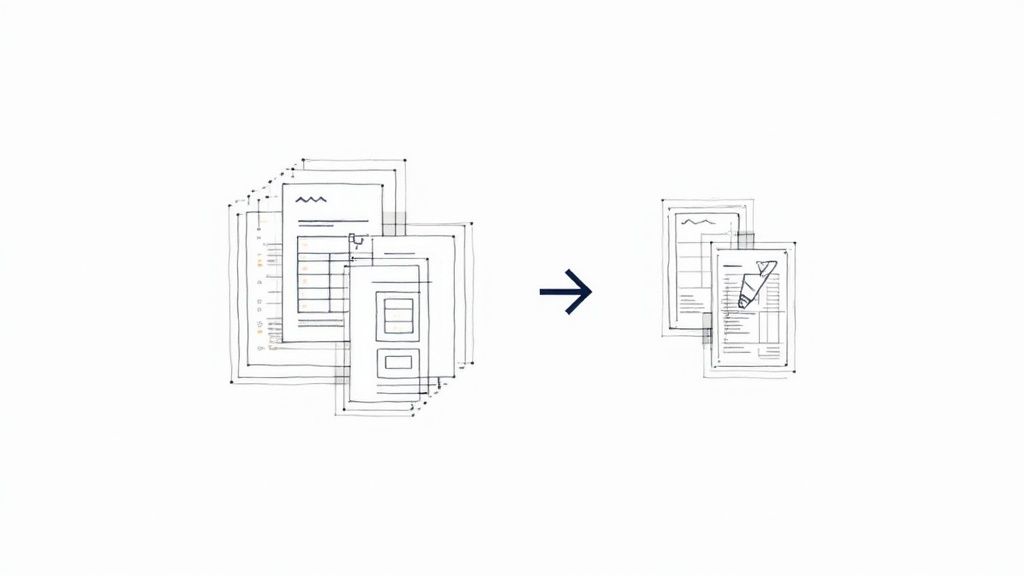 A magnifying glass hovering over a complex document, highlighting specific data points.