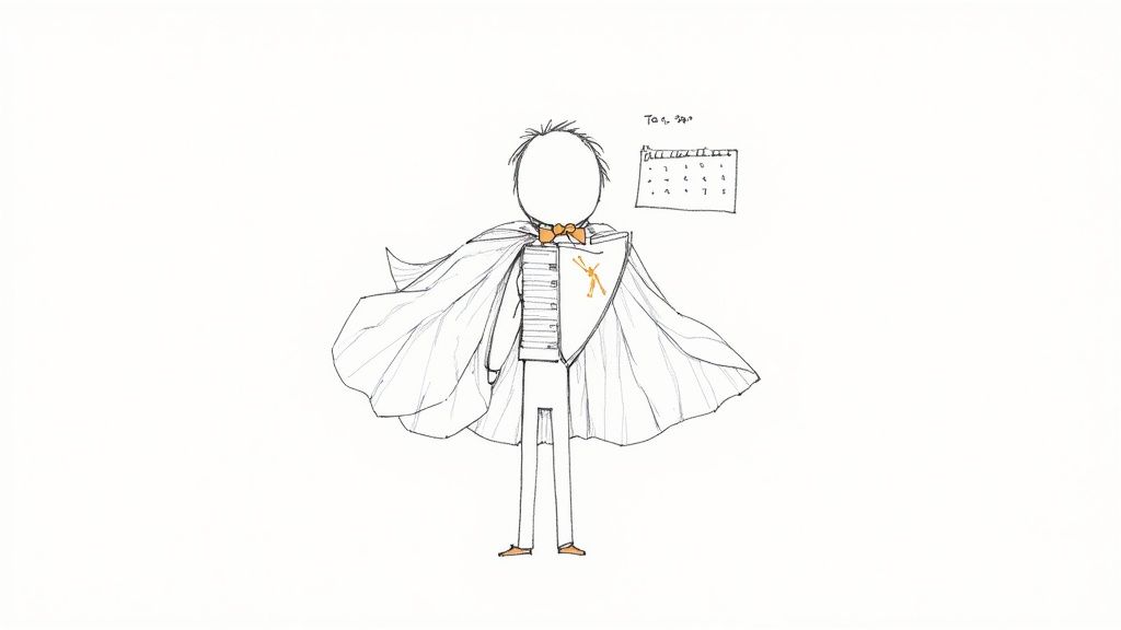 A person organizing a stack of receipts and financial documents at a desk.