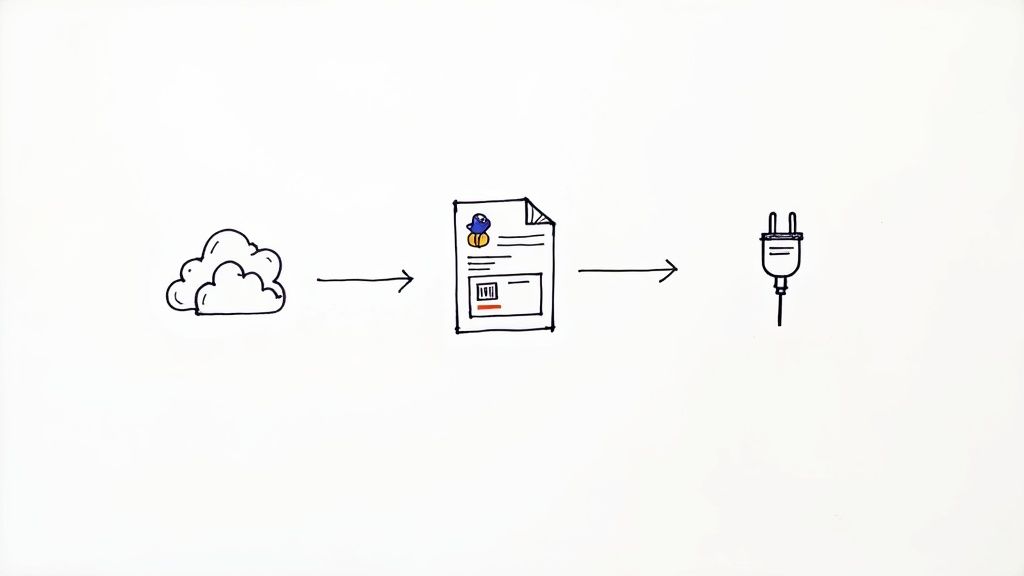 A person working on a laptop, setting up a new software system.