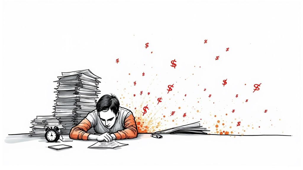 An illustration of the iconic PDF file format logo